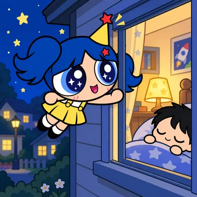 "哐当！"她的小生日帽磕在了窗框上。